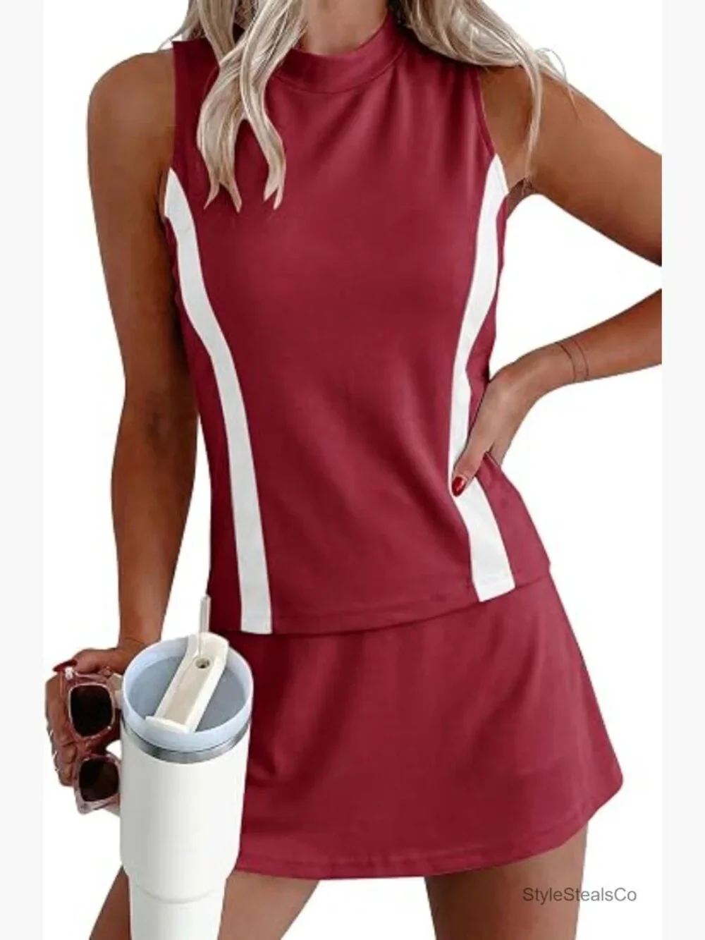 Two Piece Skirt Set Athletic Skort Summer Outfit Matching Lounge Set